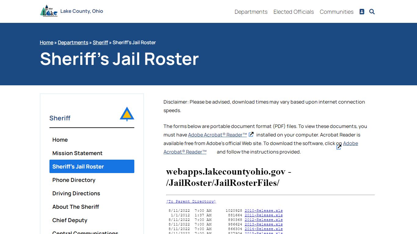 Sheriff’s Jail Roster – Sheriff - Lake County, Ohio